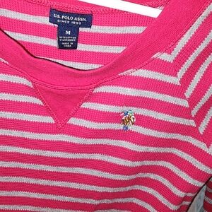 U.S. Polo Assn. Pink and White Striped Long Sleeve